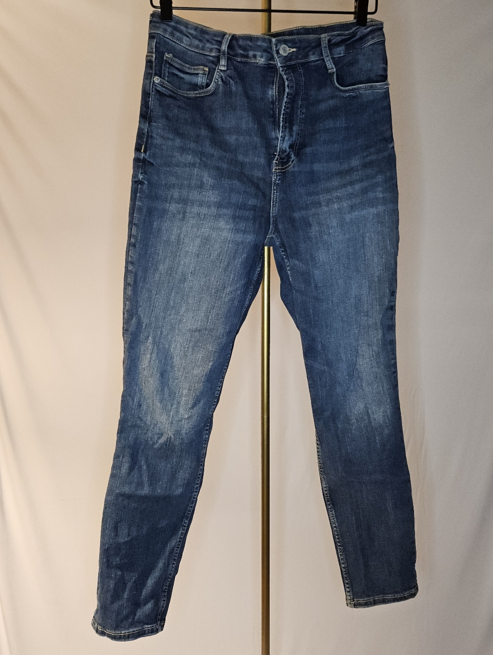 Zara High-Rise Sculpting Skinny Jeans with Hand-Sanding